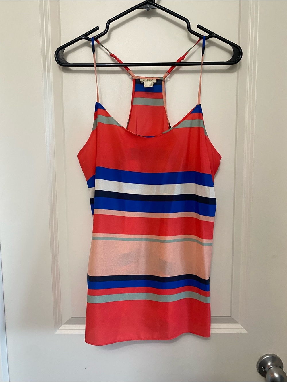 J. Crew Coral and Blue Striped Halter Mini Dress